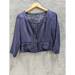 Dark Academia Raw‎ Hem Cropped Jacket Womens 36 Beymen Club Navy Blue Denim